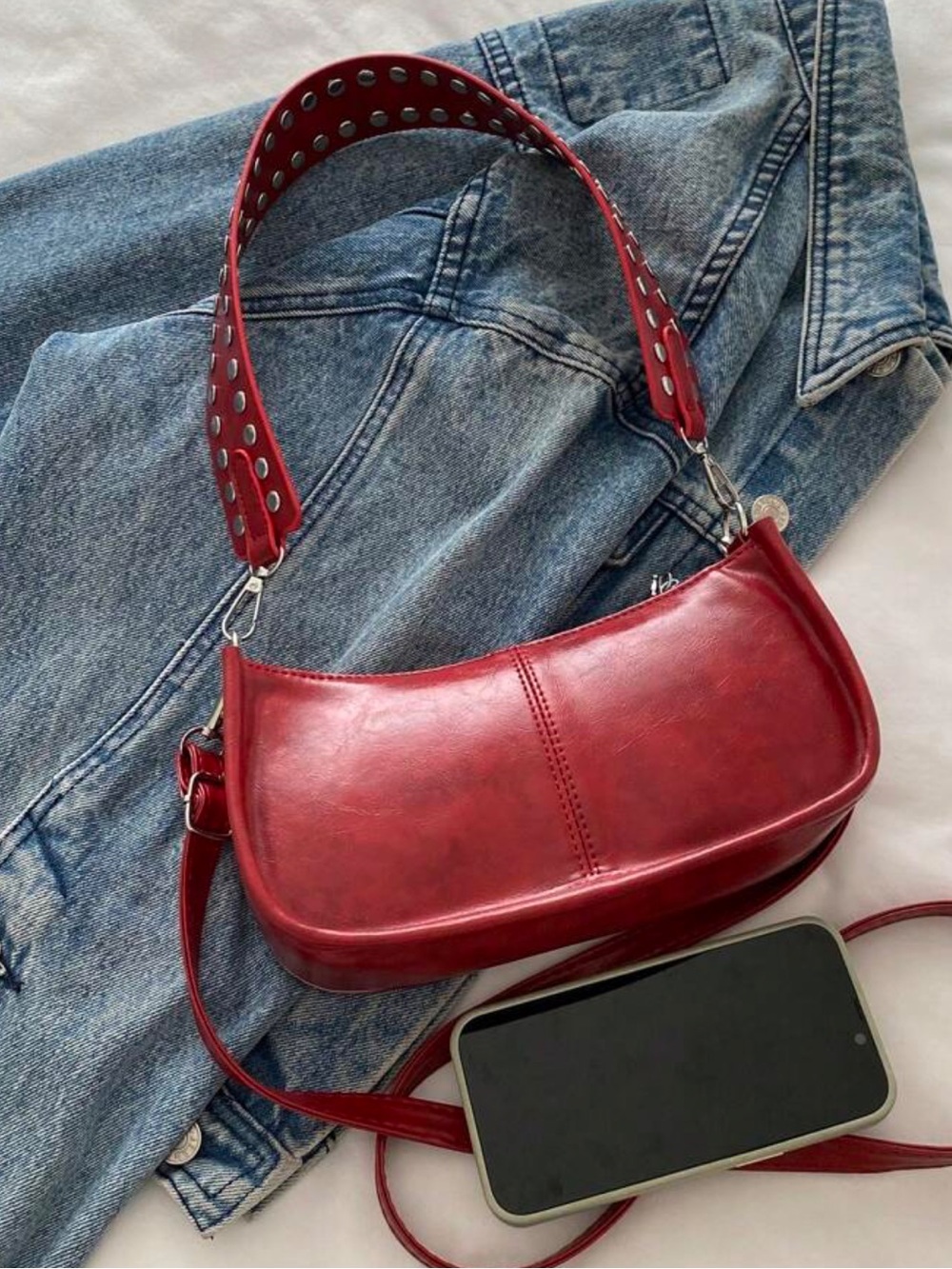 Princess Polly Red Leather Shoulder Bag
